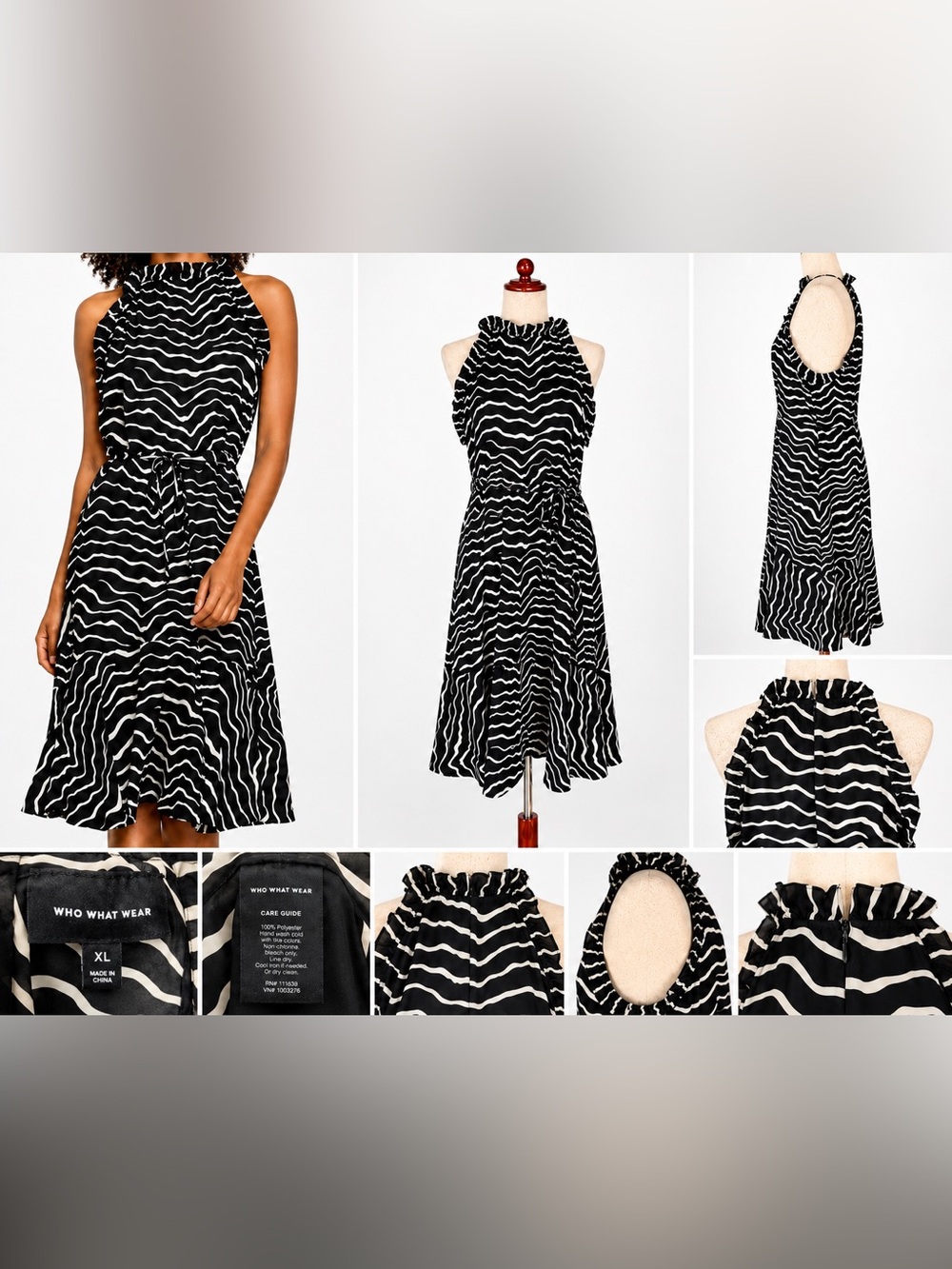 Black & White Zebra Print Maxi Dress-Who What Wear Floral Halter Neck Dress